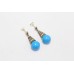 Earrings Silver 925 Sterling Dangle Drop Women Turquoise marcasite Stone B726